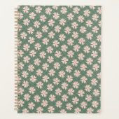 Mooi donkergroen pastelroze bloempatroon planner (Voorkant)