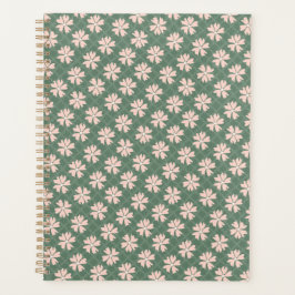 Mooi donkergroen pastelroze bloempatroon planner