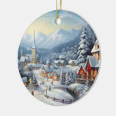 Mooi dorp op een kerstdag keramisch ornament (Links)
