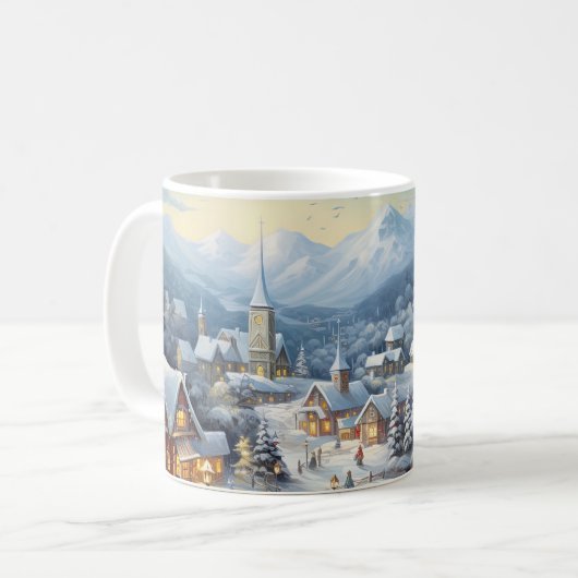 Mooi dorp op een kerstdag koffiemok (Voorkant links)