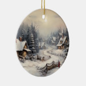 Mooi dorp op kerstavond keramisch ornament (Rechts)