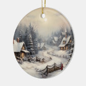 Mooi dorp op kerstavond keramisch ornament (Links)