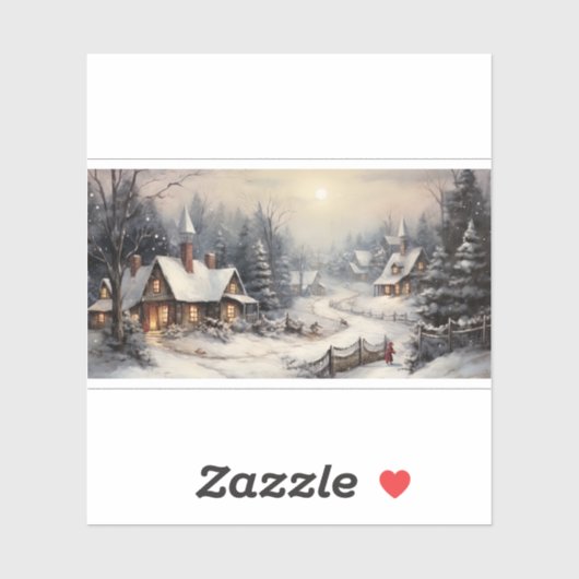 Mooi dorp op kerstavond sticker (Vel)