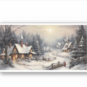 Mooi dorp op kerstavond sticker (Voorkant)