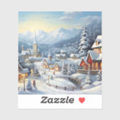 Mooi dorp op kerstdag sticker (Vel)