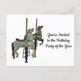 Mooi Draaimolen Carousel Paarden Verjaardag Briefkaart