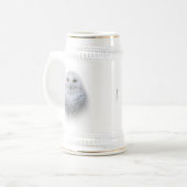 Mooi, drommelig en Serene Snowy Owl Bierpul (Voorkant links)