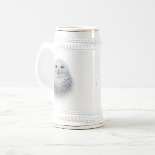 Mooi, drommelig en Serene Snowy Owl Bierpul (Voorkant links)