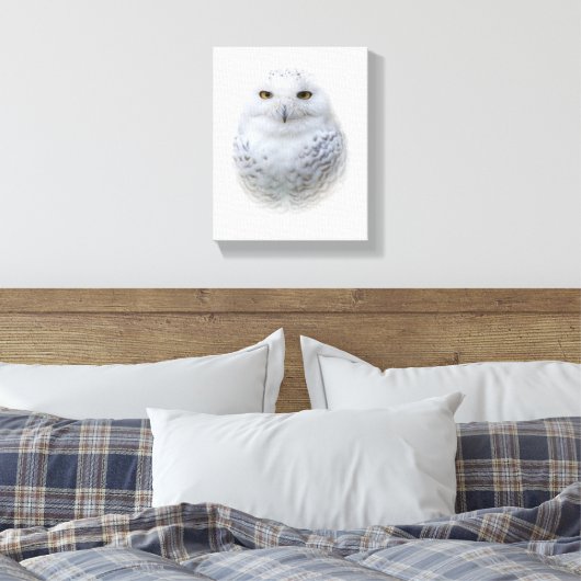 Mooi, drommelig en Serene Snowy Owl Canvas Afdruk (Insitu (Slaapkamer))