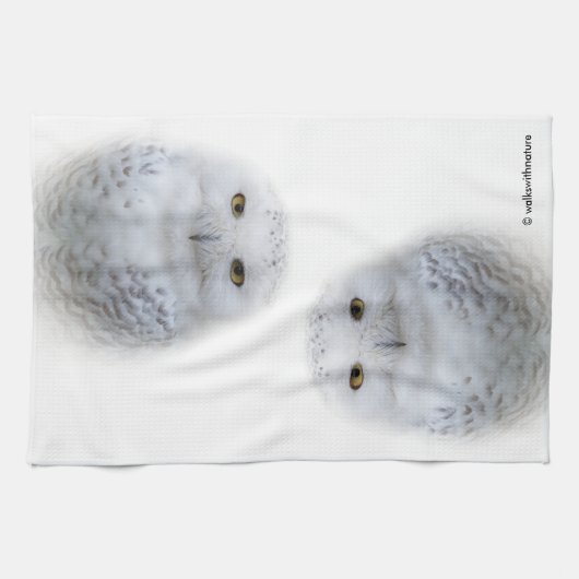 Mooi, drommelig en Serene Snowy Owl Theedoek (Horizontaal)