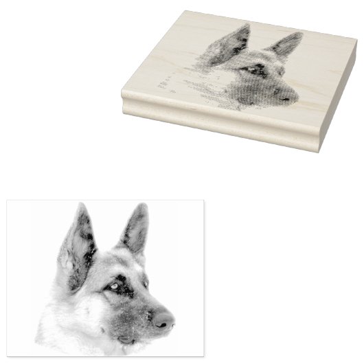 Mooi Duits Herder Hond Portret Rubberstempel (Gestempeld)