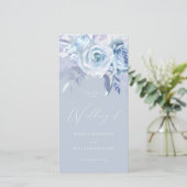 Mooi Dusty Blue Floral bruiloft programma (Staand voorkant)