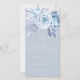 Mooi Dusty Blue Floral bruiloft programma