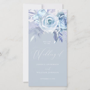 Mooi Dusty Blue Floral bruiloft programma