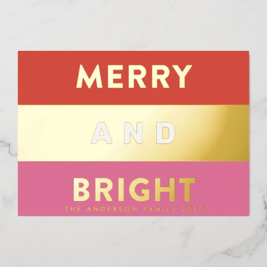 Mooi Echt Goud Moderne Strepen PRETTIG EN HELDER Folie Feestdagenkaart (Voorkant)