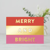 Mooi Echt Goud Moderne Strepen PRETTIG EN HELDER Folie Feestdagenkaart (Staand Voorkant)