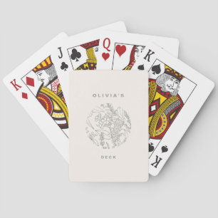 Mooi Ecru Saliegroen Bloemen Kruiden Pokerkaarten
