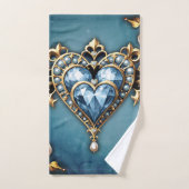 Mooi edel blauw hart. bad handdoek (Handdoek)