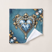 Mooi edel blauw hart. bad handdoek (Wasdoekje)