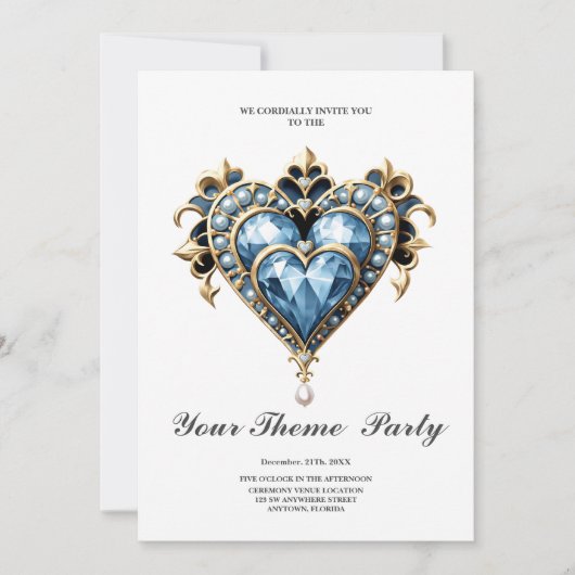 Mooi edel blauw hart. kaart (Voorkant)