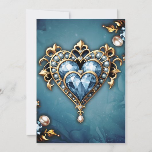 Mooi edel blauw hart. kaart (Achterkant)