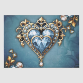 Mooi edel blauw hart. tissuepapier