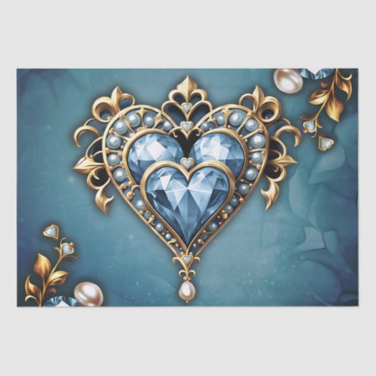 Mooi edel blauw hart. tissuepapier (Voorkant)
