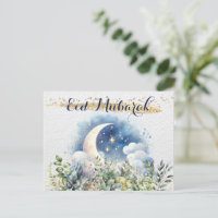 Mooi Eid Mubarak Waterverf Maan Bladergroen Goud