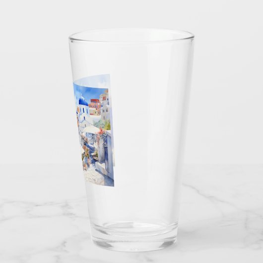 Mooi eiland Santorini, Oia reismok Glas (Links)