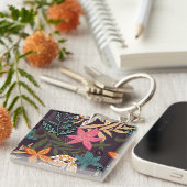 Mooi elegant bloemenpatroon sleutelhanger (Voorkant Rechts)