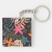 Mooi elegant bloemenpatroon sleutelhanger (Achterkant)