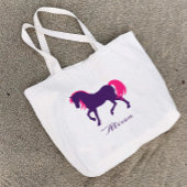 Mooi elegant dier gepersonaliseerde paarse roze pa grote tote bag