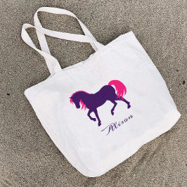Mooi elegant dier gepersonaliseerde paarse roze pa grote tote bag