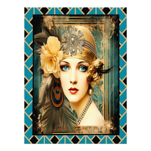 Mooi Elegant Flapper Poster. Foto Afdruk (Voorkant)