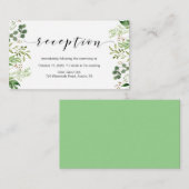 Mooi elegant groen, bruiloft receptie informatiekaartje (Voorkant / Achterkant)