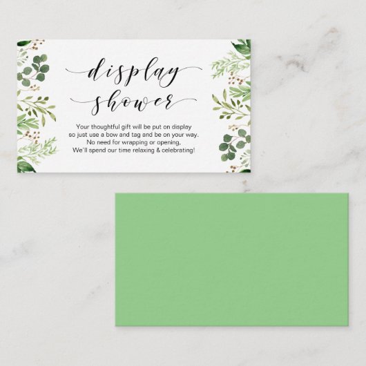 Mooi elegant groen, zwart, display douche informatiekaartje (Voorkant / Achterkant)