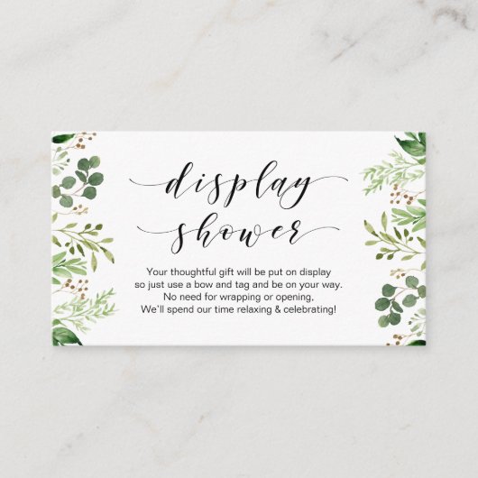 Mooi elegant groen, zwart, display douche informatiekaartje (Voorkant)