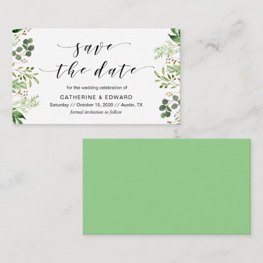 Mooi Elegant Groen, Zwart, Save the date Informatiekaartje (Voorkant / Achterkant)