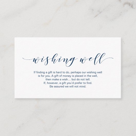 Mooi Elegant, in de Marine, bruiloft Wishing Well Informatiekaartje (Voorkant)