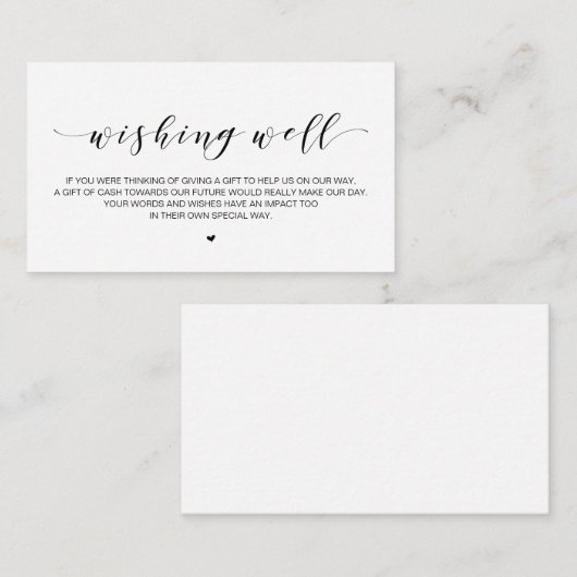 Mooi Elegant, in het zwart, Wedding Wishing Well Informatiekaartje (Voorkant / Achterkant)