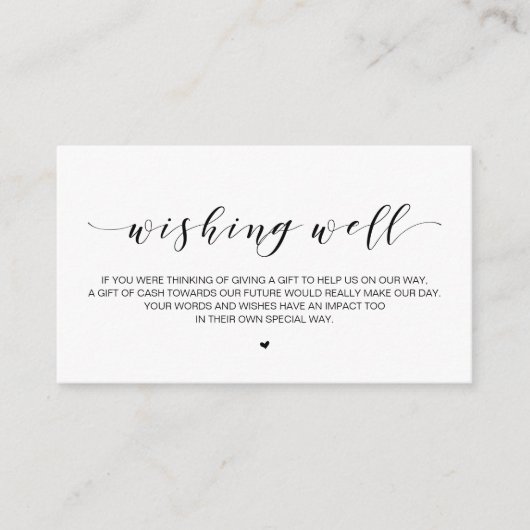 Mooi Elegant, in het zwart, Wedding Wishing Well Informatiekaartje (Voorkant)