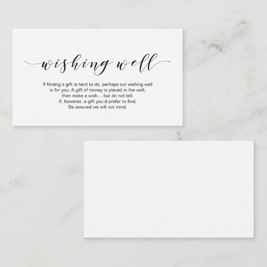 Mooi Elegant, in het zwart, Wedding Wishing Well Informatiekaartje (Voorkant / Achterkant)
