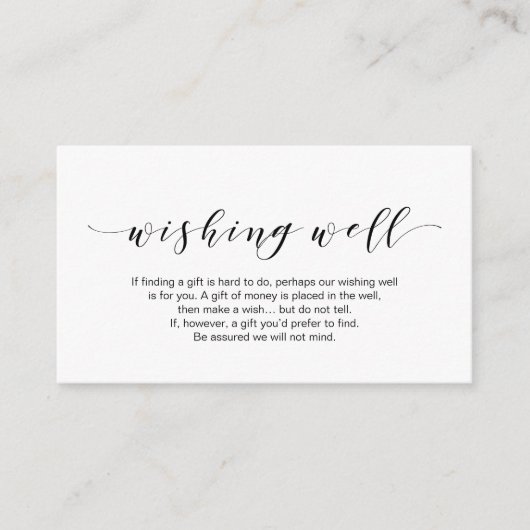 Mooi Elegant, in het zwart, Wedding Wishing Well Informatiekaartje (Voorkant)