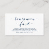 Mooi Elegant, Navy Blue script Honeymoon Fund Informatiekaartje (Voorkant)