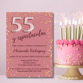 Mooi Elegant Roos Goud 55e Verjaardag Spaans Kaart