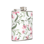Mooi Elegant Roze Bloemmotief Wit Heupfles (Rechts)