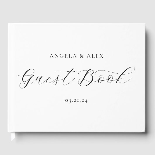 Mooi Elegant Swash Script Huwelijk Gastenboek (Voorkant)