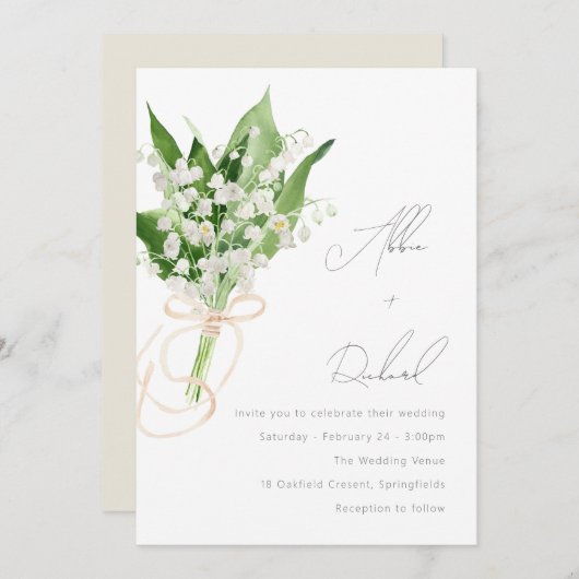 Mooi Elegant Wit Bloemen Boeket Bruiloft Kaart (Voorkant / Achterkant)