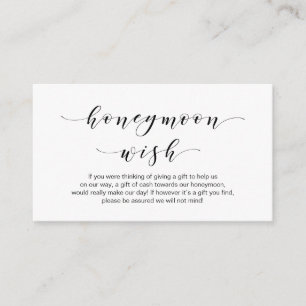 Mooi Elegant, zwart script Honeymoon Wish Informatiekaartje