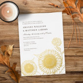 Mooi + Elegante Zonnebloemen Herfst Bruiloft ECHT Folie Uitnodiging